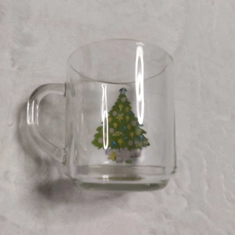 𝅺Sabin Vintage Clear Glass Christmas Tree Coffee Mug